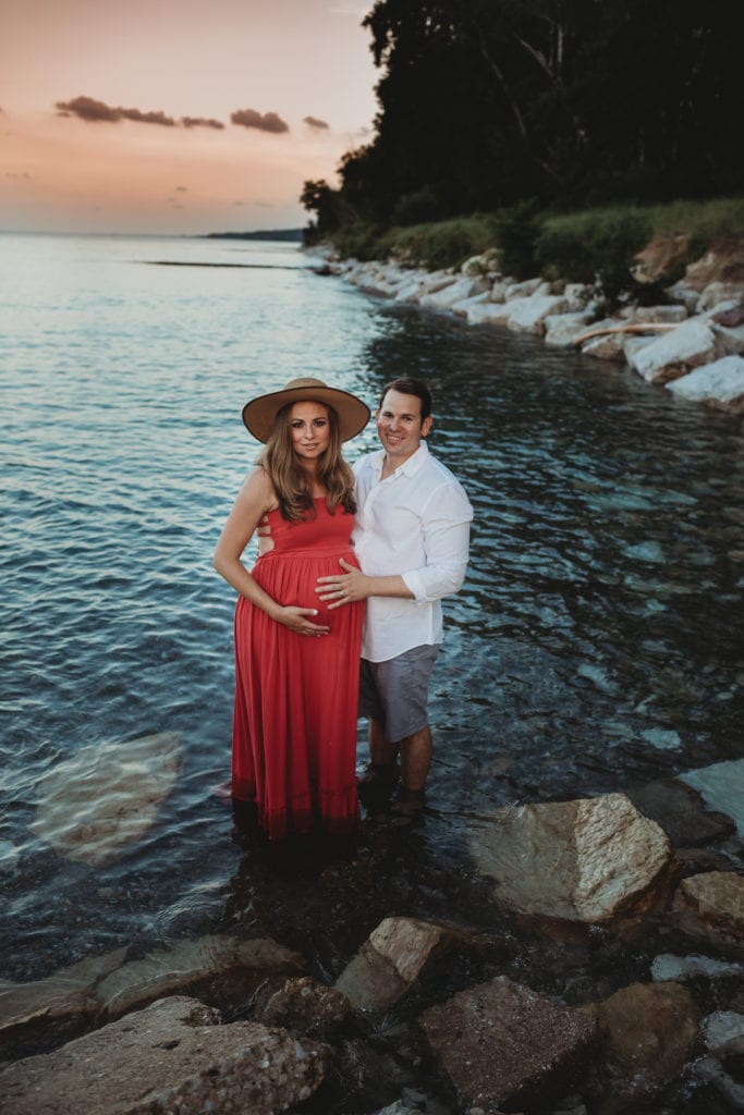 maternity session at sunset Chicago