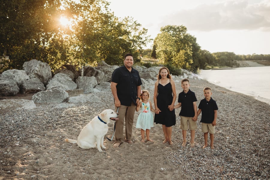 gorgeous family at sunset in Chicagoland