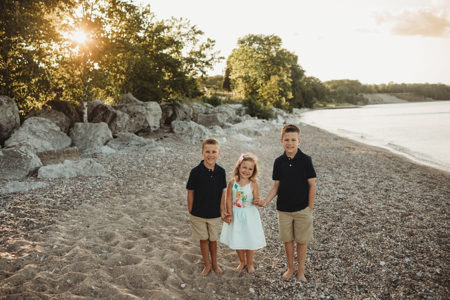 siblings at a family beach session
