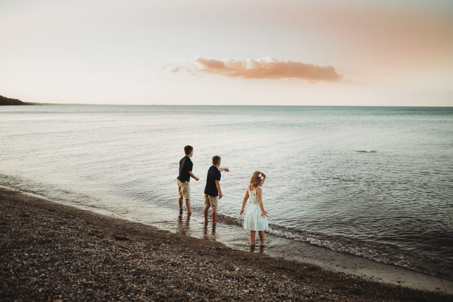 kids along Lake Michigan shore