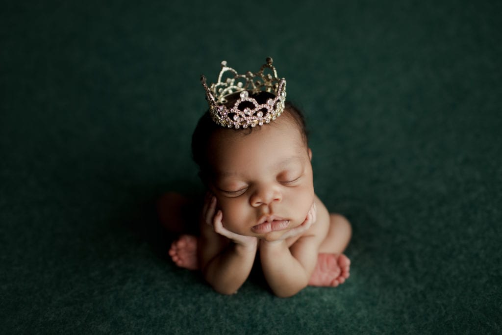 baby in crown newborn session