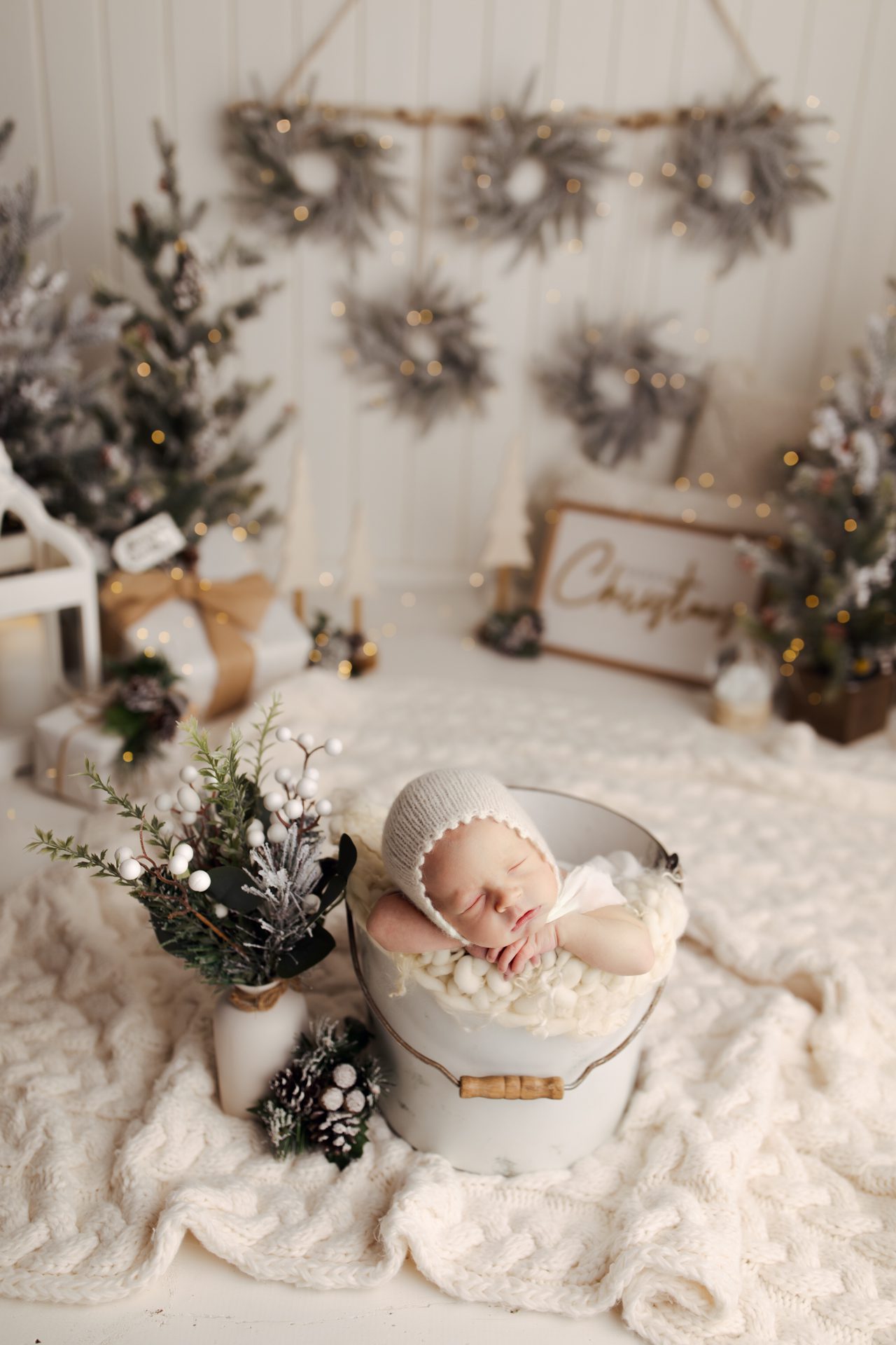 newborn baby Christmas photo set up