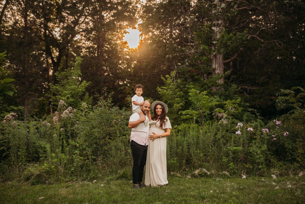 Chicago sunset maternity session with family
