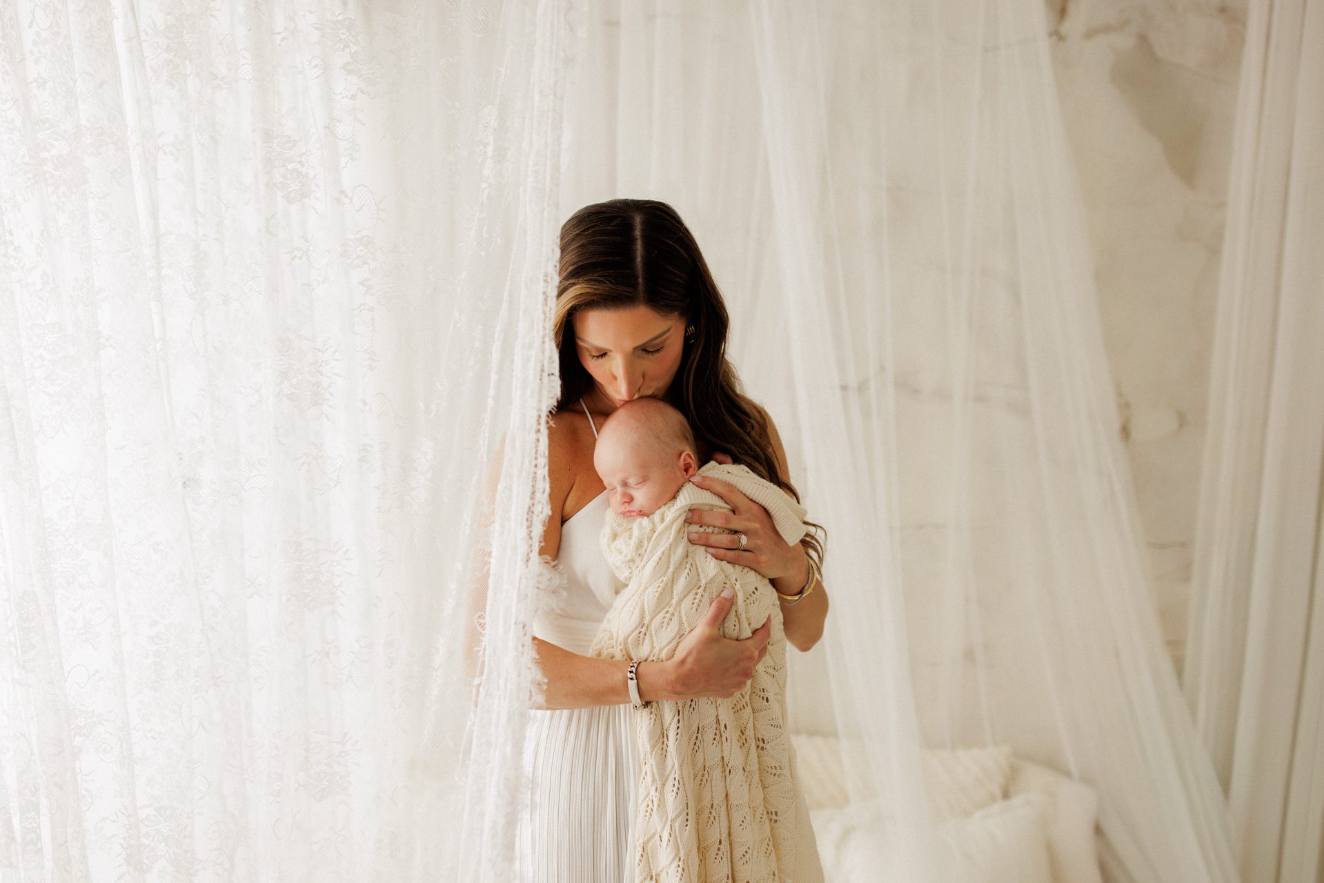 Chicago newborn photographer studio session with newborn baby